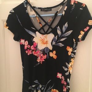 floral form fitting dress